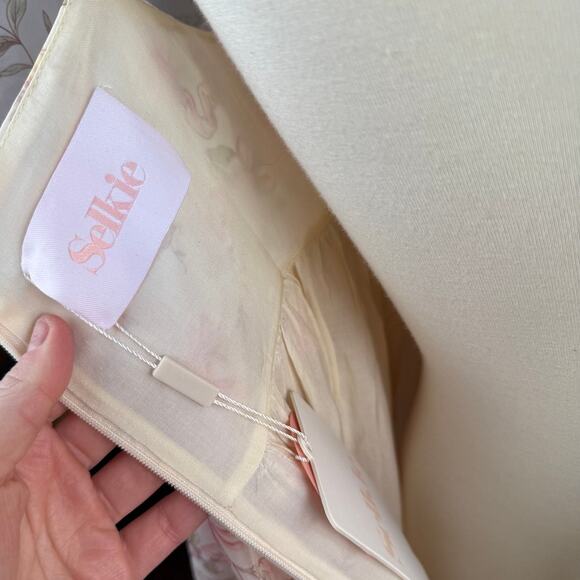 Selkie Cottagecore Fairy Puff Sleeve Bubble Pink Floral Dress Mini Small - Picture 7 of 10